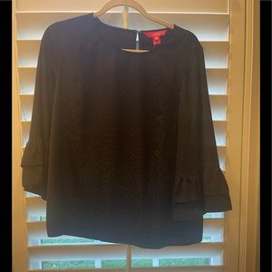 NWT $138  LILLY PULITZER Christie Top Onyx Black Jacquard Ruffle Sleeve 3/4 ~ M